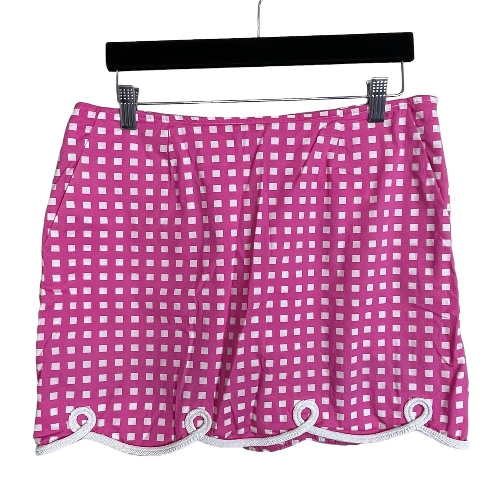 Golfini Shirley Temple Skort Pickleball 8 Pink Gingham Scalloped Rope Trim Skirt